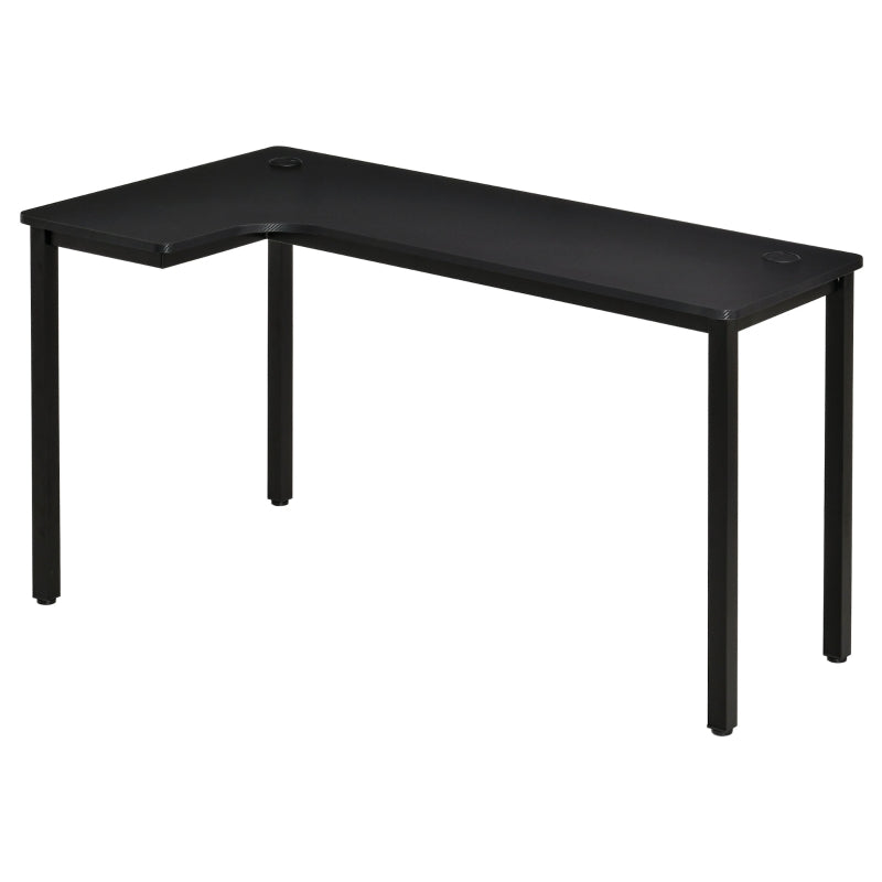 L-Shaped Gaming Desk - Black Corner Computer Workstation with Cable Management, 145x81x76cm, Left Side Design for Home Office