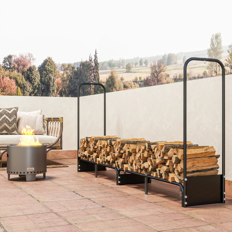 8.5ft Heavy Duty Firewood Rack with Waterproof Oxford Cover - Large Capacity Log Storage for Outdoor Fire Pits & Patios