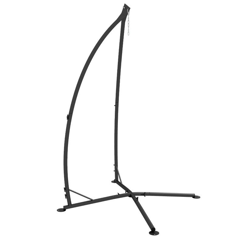 Black Metal Hammock Chair Stand with Chain for Indoor & Outdoor Use