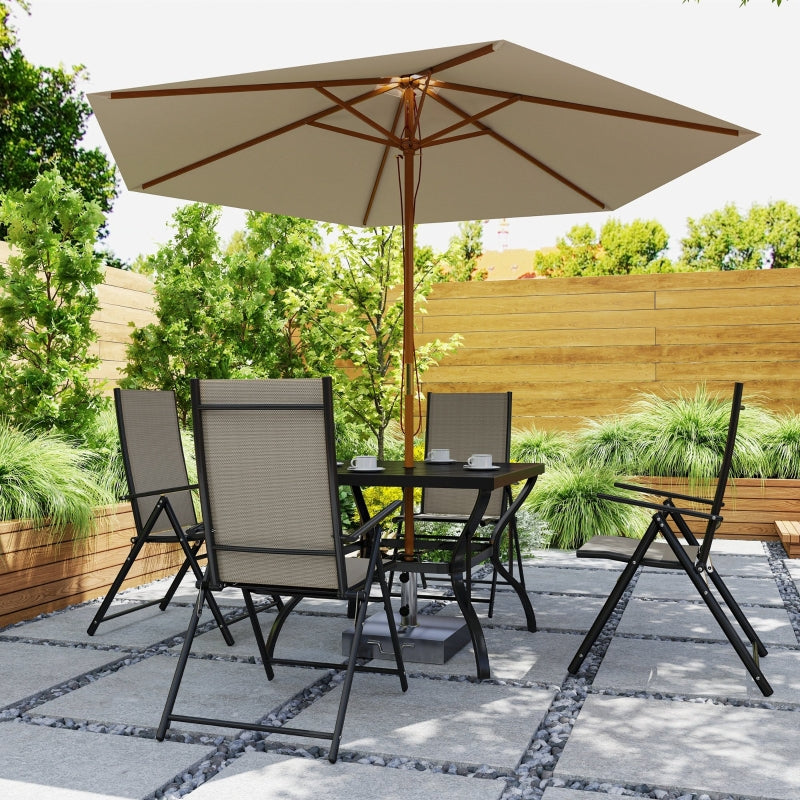 5-Piece Steel Frame Patio Set - Khaki and Black - Outdoor Furniture Set