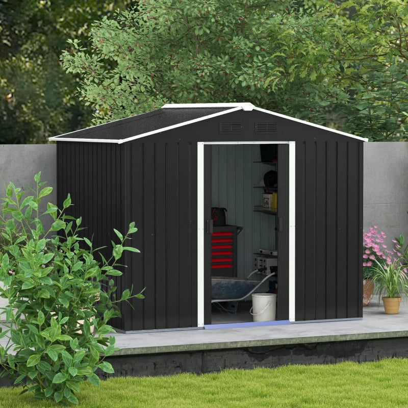 Dark Grey 8ft x 6ft Garden Storage Shed