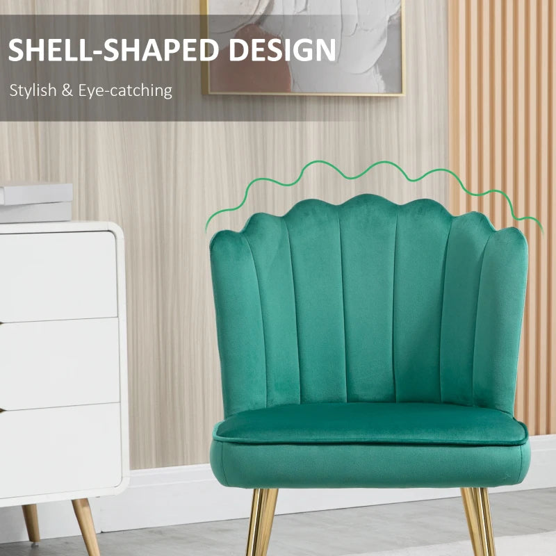 Velvet-Feel Green Shell Accent Chair for Stylish Living Room Decor