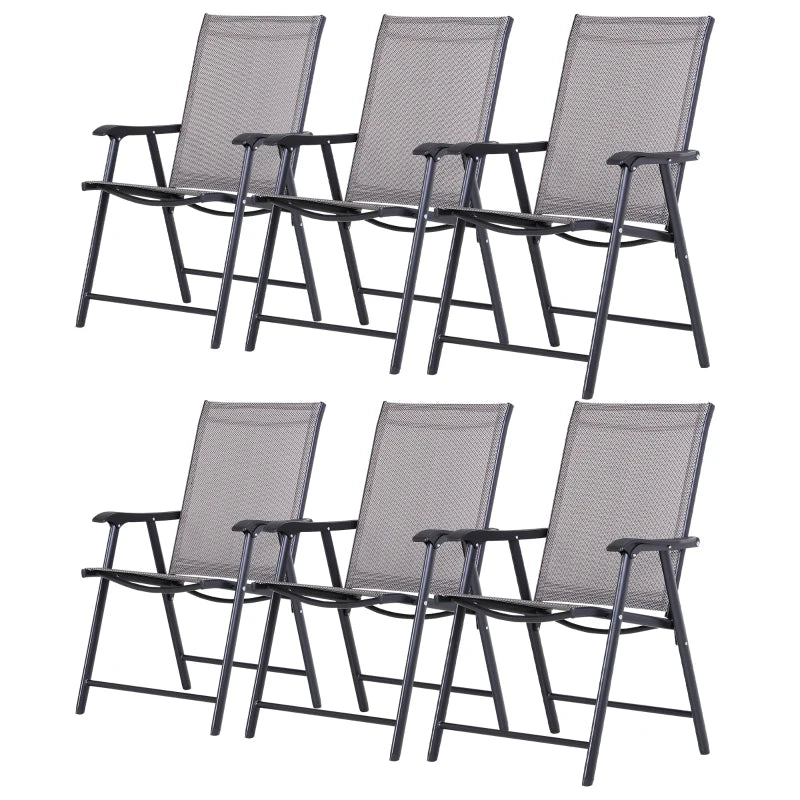 Grey Folding Outdoor Dining Chairs Set of 6