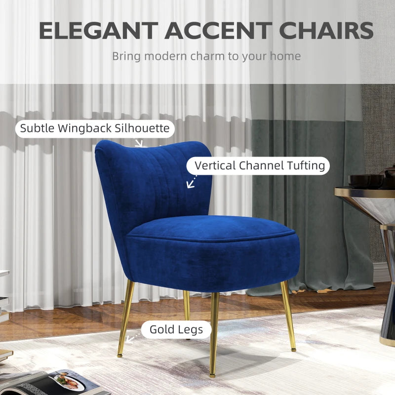Velvet-Feel Dark Blue Tub Accent Chair for Stylish Living Room Decor