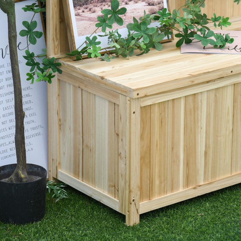 Outdoor Wood Storage Bench - Natural Finish