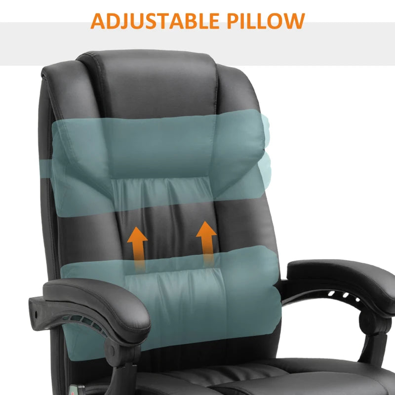 Vinsetto 6-Point Massage Office Chair PU Leather Ergonomic Desk Chair with Adjustable Height and Footrest for Home Office Black