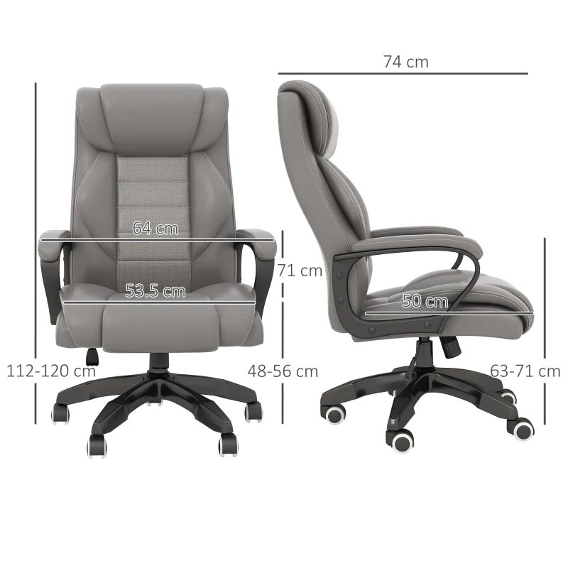 Vinsetto Grey Office Chair with 6-Point Massage & Back Heat, Ergonomic PU Desk Chair with Padded Seat & Tilt Function