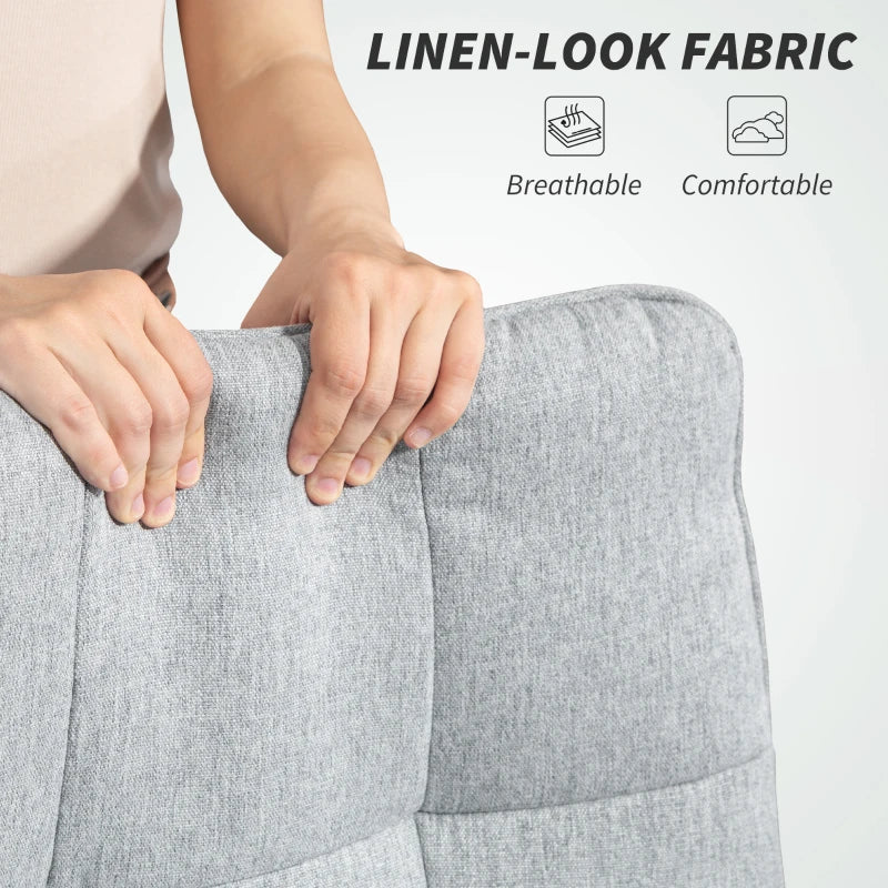Double Padded Light Grey Linen-Look Office Chair for Ultimate Comfort - Ergonomic Design for Home & Office Use