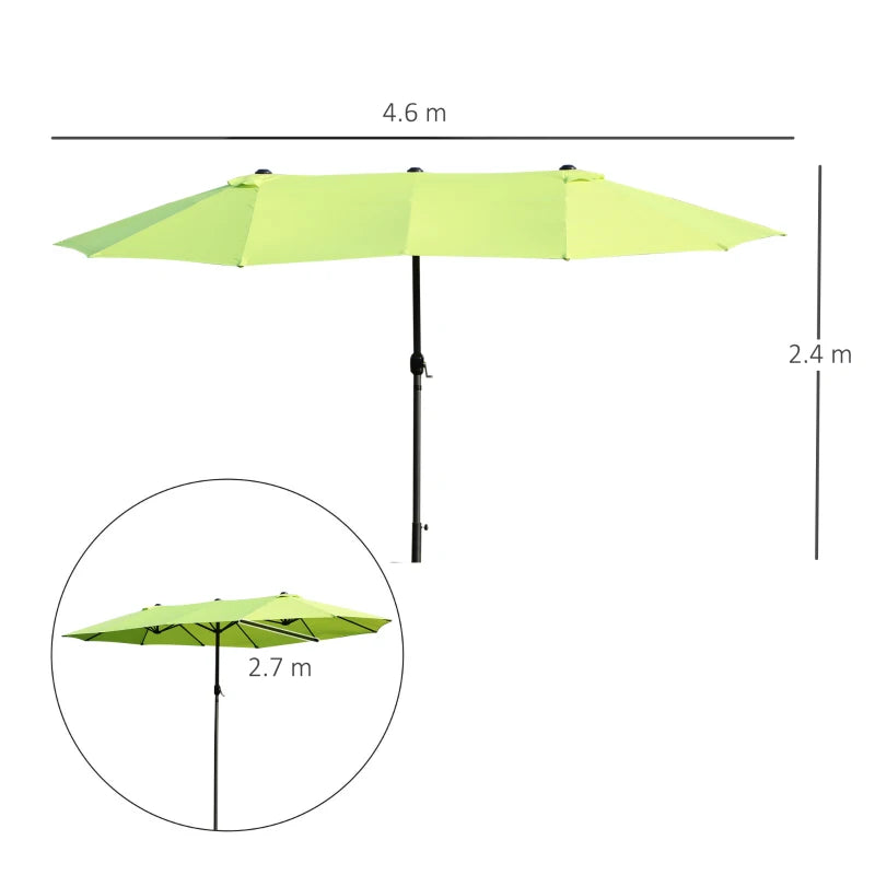 Grass Green Double-Sided Patio Umbrella - 2.7m Diameter