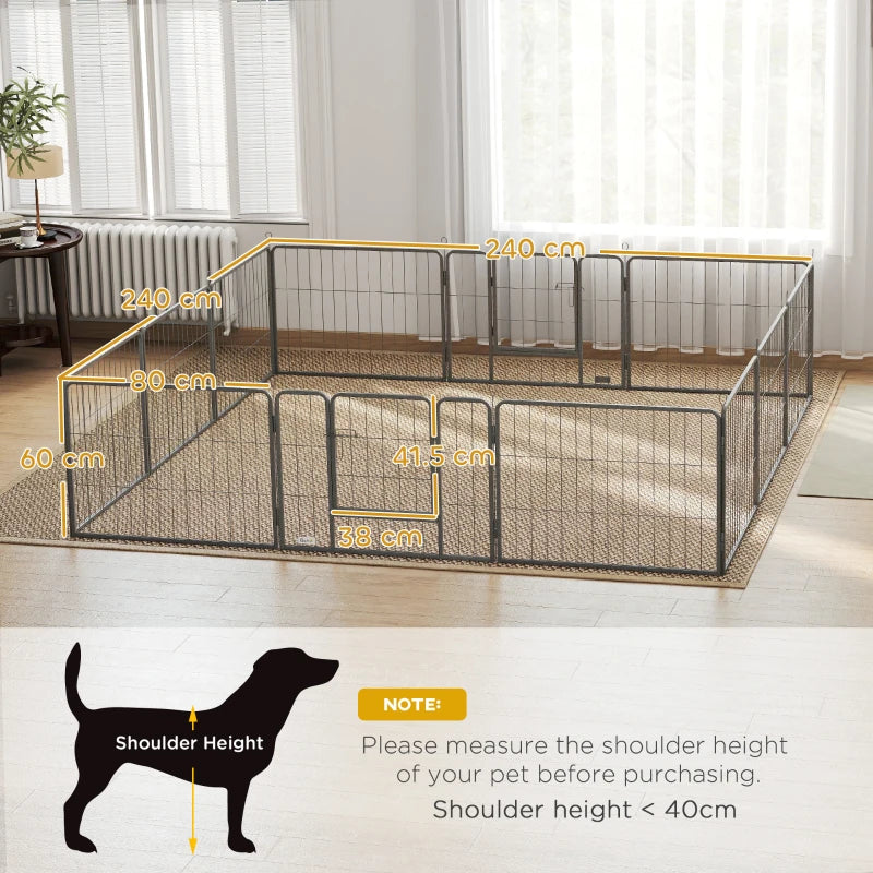 Heavy Duty 12 Panel Puppy Playpen for Small Dogs Indoor Outdoor Use Silver