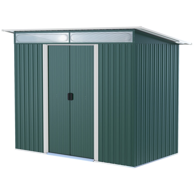 4.4ft x 8.5ft Green Metal Shed With Lightsky Panels