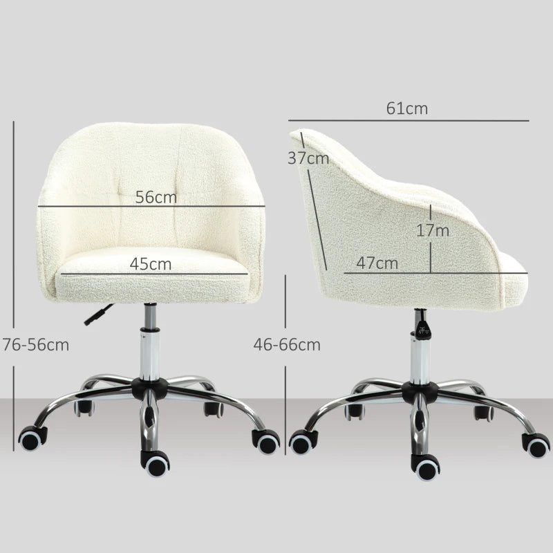 Cream Teddy Fleece Office Chair Cover - Fits 46-56 cm Chairs, Soft & Cozy Seat Protector