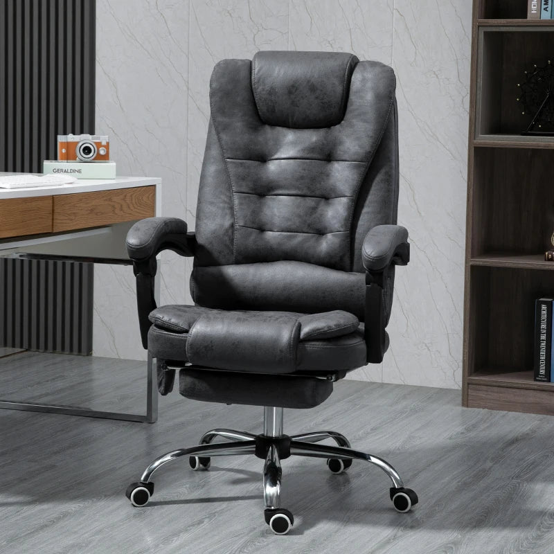 Vinsetto Heated Vibration Massage Executive Office Chair - Adjustable Ergonomic High Back Recliner with Footrest - Dark Grey
