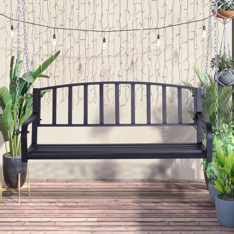 Black Metal 2 Seater Swing Bench