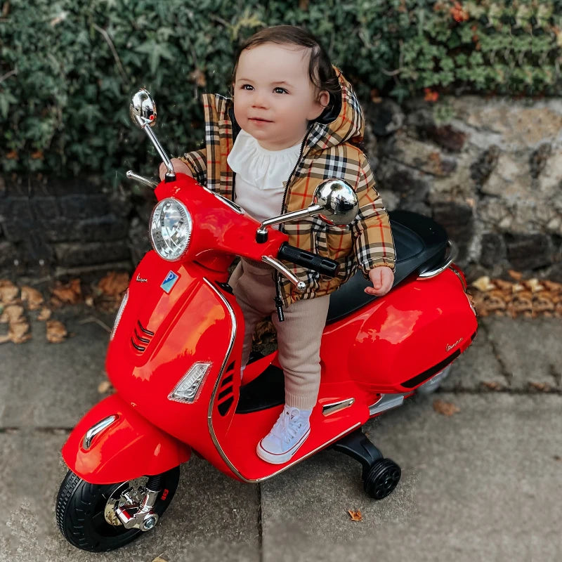 Kids 6V Ride On Motorcycle with LED Lights - Red Electric Toy Bike for Boys and Girls