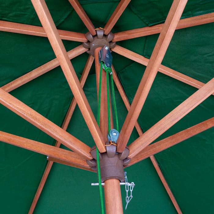 Green Wooden Parasol - 2.7m Height