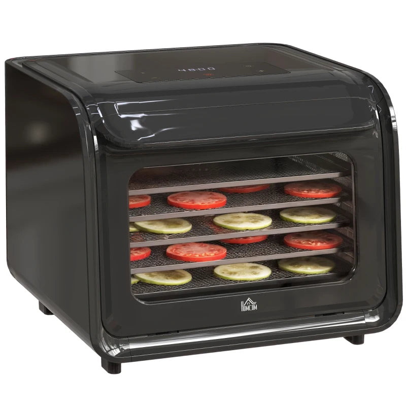 Premium 6-Tray Food Dehydrator - Adjustable 35-70°C Temperature Control - Black - Perfect for Healthy Snacks & Preserving Food