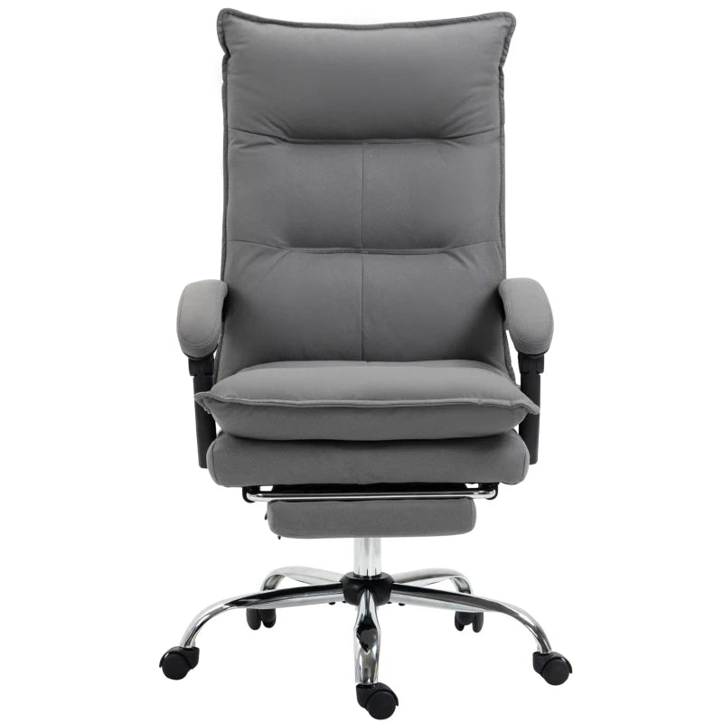 Vinsetto Grey Massage Office Chair with Footrest, 6-Point Massage & Heat, 155° Recline, Thick Padding for Home Comfort