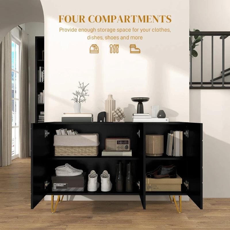 Modern Luxe High Gloss Black Sideboard with Hairpin Legs for Stylish Storage