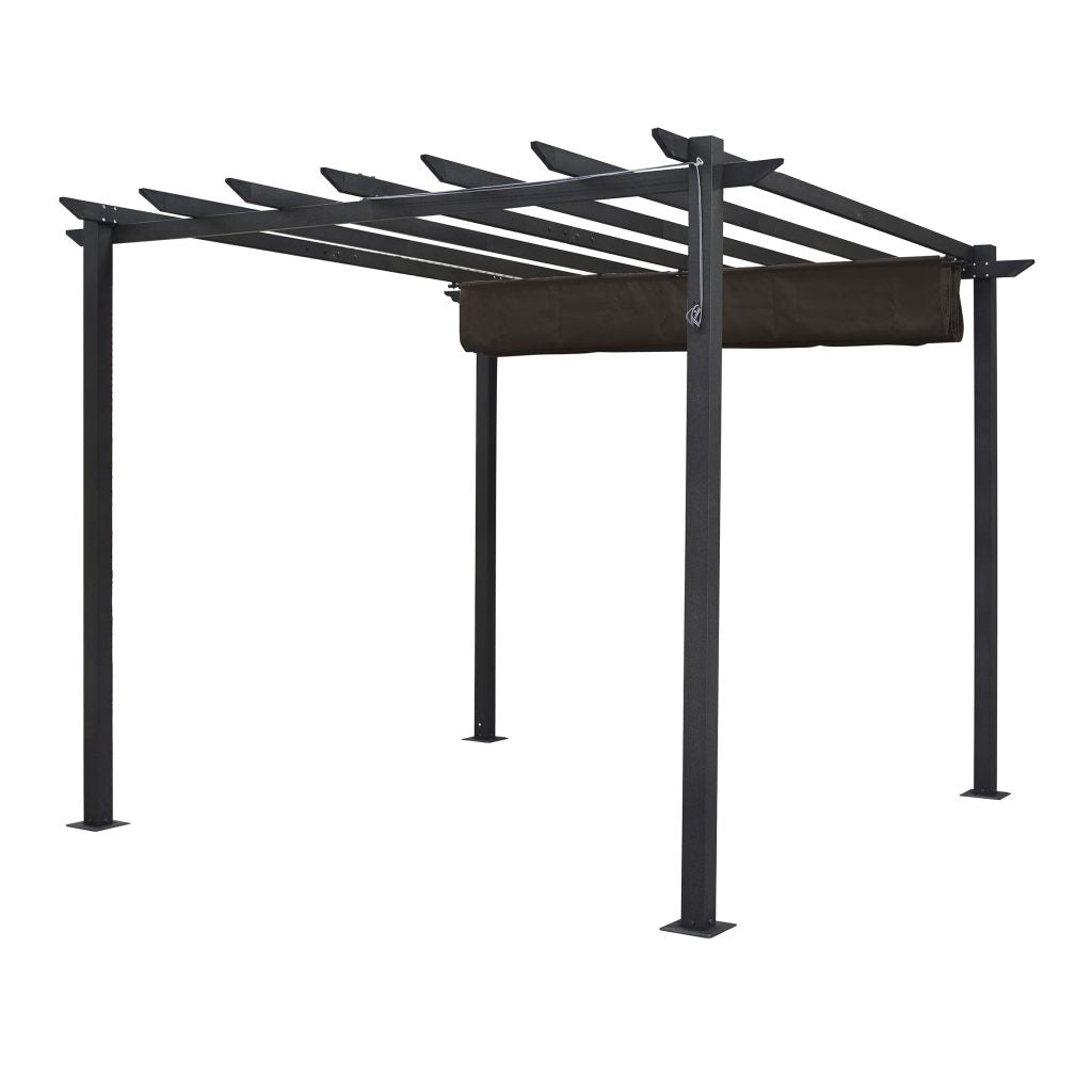 3x3 Grey Aluminium Pergola With Pulley Cover