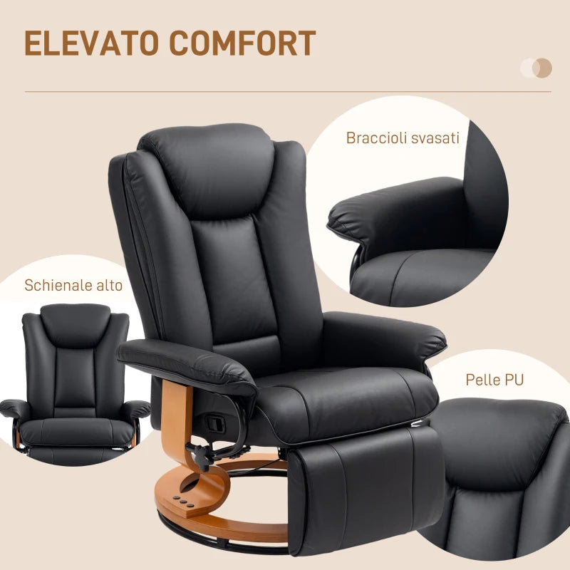 Stylish Black Faux Leather Recliner Chair for Ultimate Comfort and Relaxation