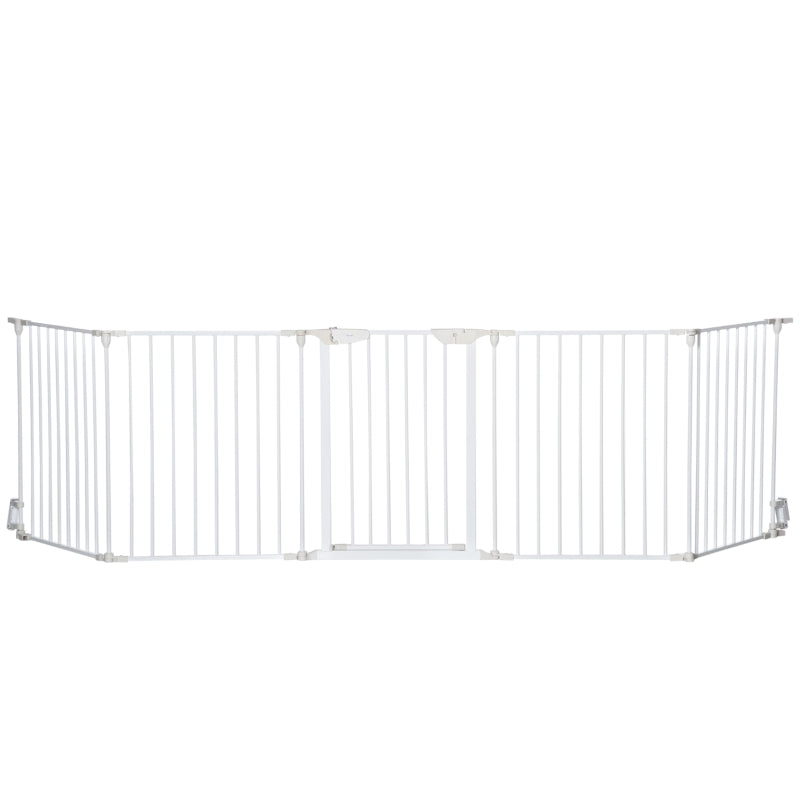 5 Panels Metal Pet Playpen with Walk-Through Door - White Dog Fence for Indoor/Outdoor Use, Durable & Easy to Assemble