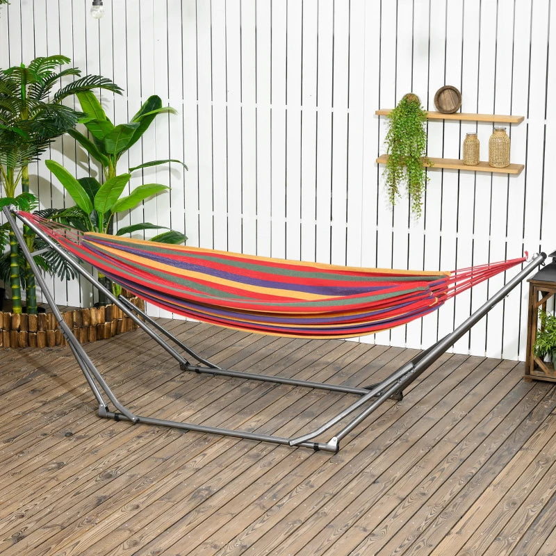 Black Foldable Hammock Stand with 2-in-1 Net & Clothes Rack, 120kg Capacity