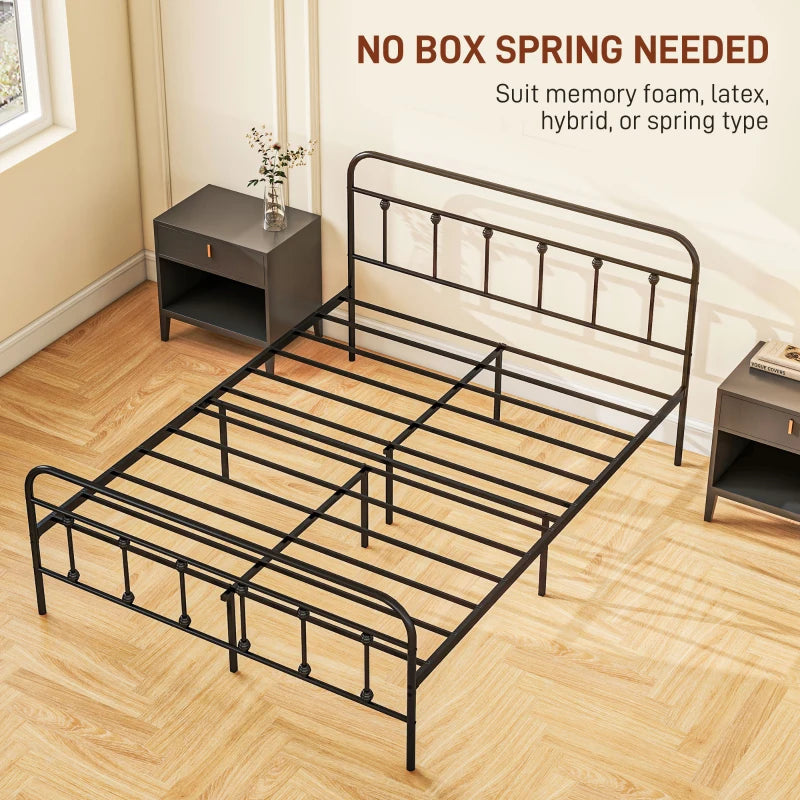 Double Minimalistic Black Metal Bed Frame - Stylish, Durable, Modern Design for Bedroom - Easy Assembly, Space-Saving Solution