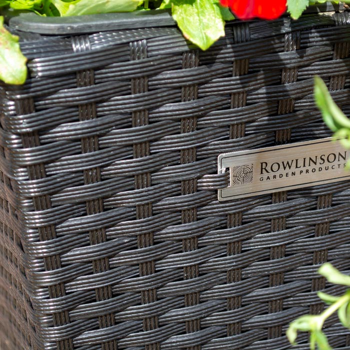 Square Rattan Planter Black Set of 2