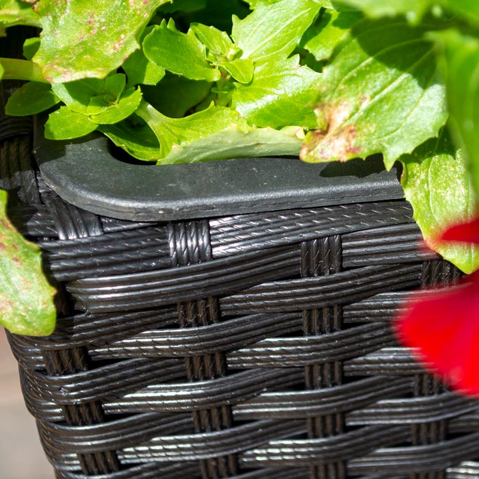 Square Rattan Planter Black Set of 2