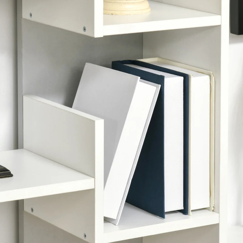 Modern 6-Tier Book Shelf with 11 Open Shelves - Freestanding White Bookcase for Home Office & Study
