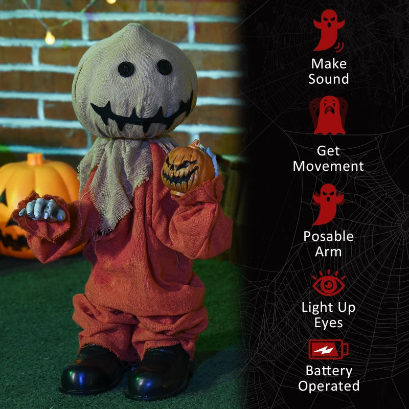 77cm Halloween Scarecrow Decoration - Outdoor Light-Up Eyes & Sound Activated Prop for Spooky Yard Decor