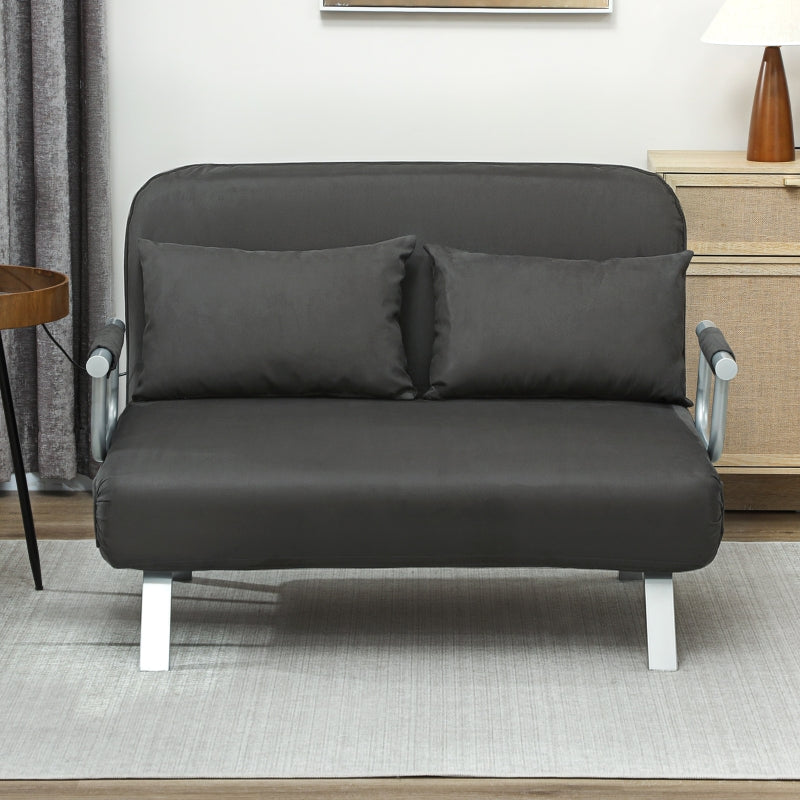 Charcoal Grey Two-Seater Click-Clack Sofa Bed for Stylish Living Spaces