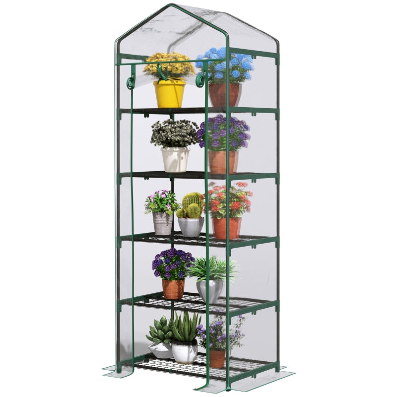 Portable Greenhouse Flower Stand - Transparent PVC Cover - 69 x 49 x 193cm