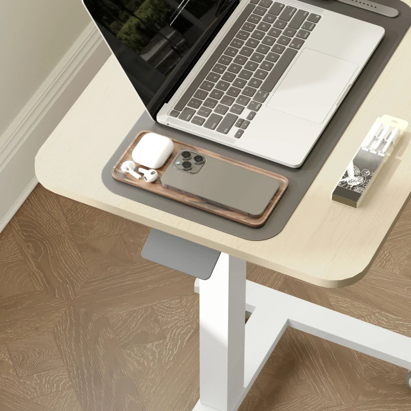 Vinsetto Height Adjustable Work Desk 68-108cm - Modern Wood-Effect & White Finish for Home Office