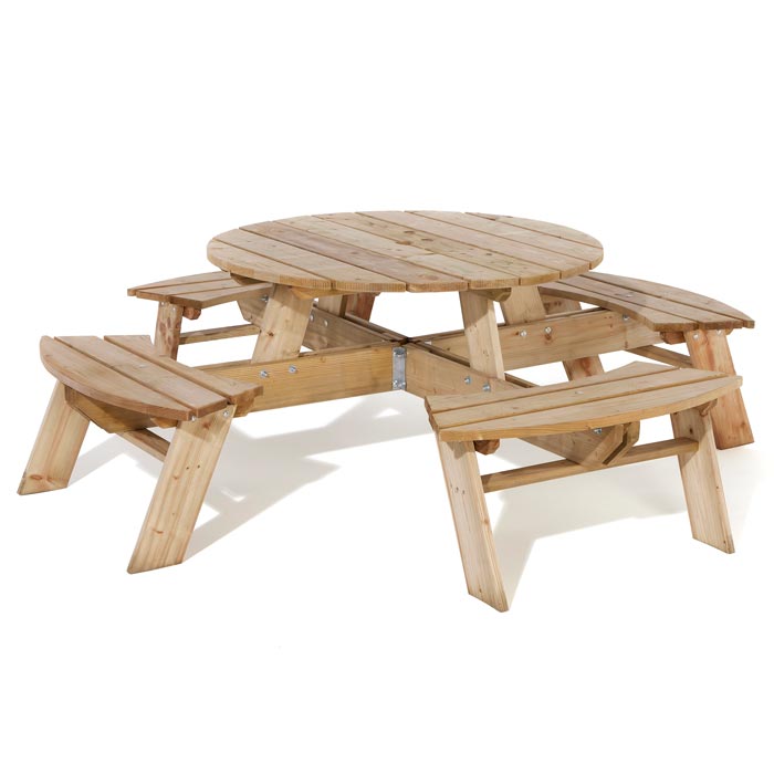 Round Wooden Picnic Bench