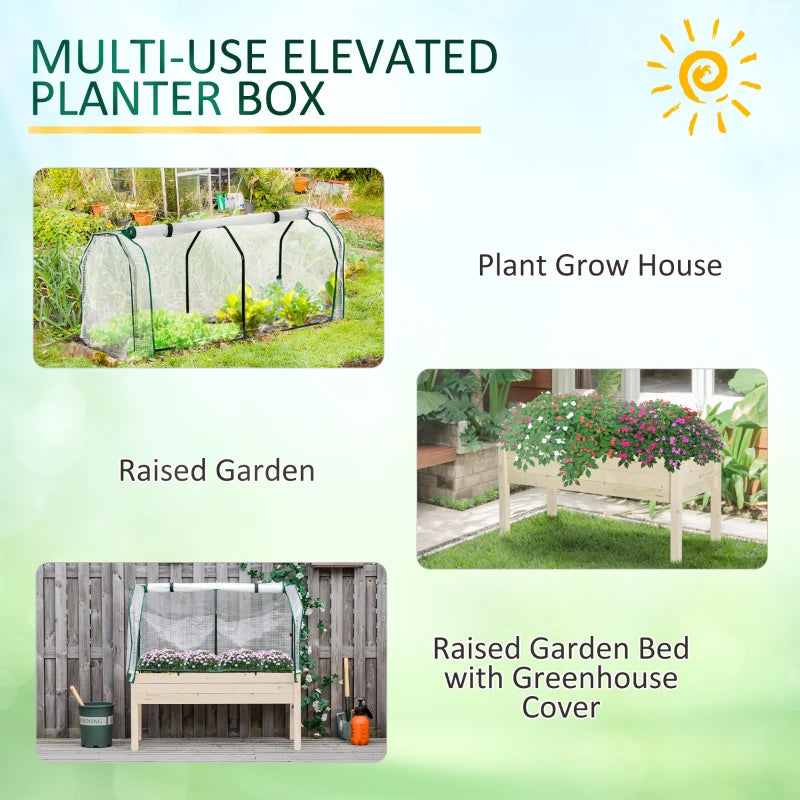 Natural Wood Raised Garden Bed with PE Cover