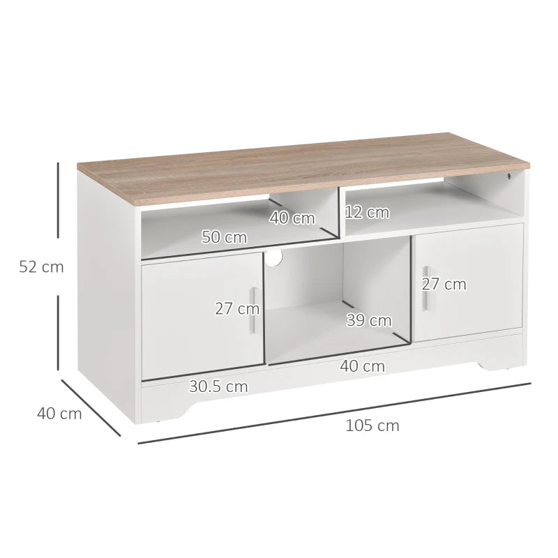 Modern TV Stand Cabinet for 50 Inch TV with Storage Open Shelves and Cable Management for Living Room Bedroom White