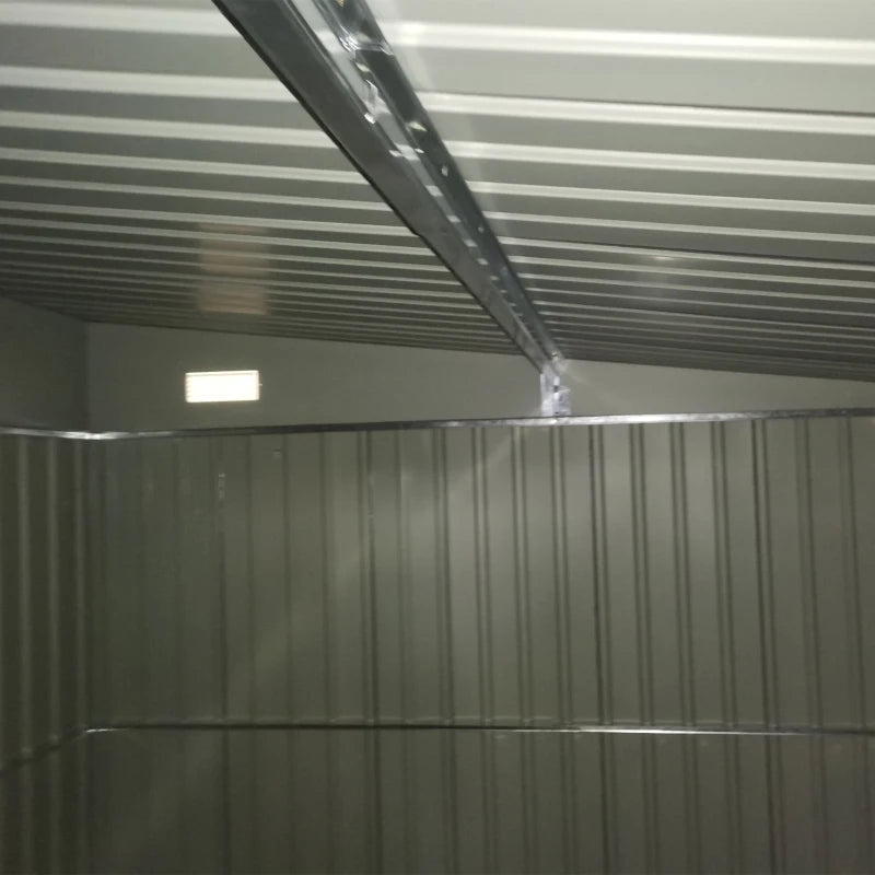 3.3 x 2.68m Black Corrugated Metal Garden Shed - Durable Outdoor Storage Solution