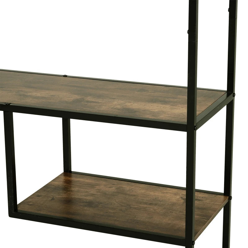 Industrial 6-Tier Bookcase - Tall Steel Frame Shelf Unit for Home Office, Living Room, Rustic Brown & Black, 82x33.5x175 cm