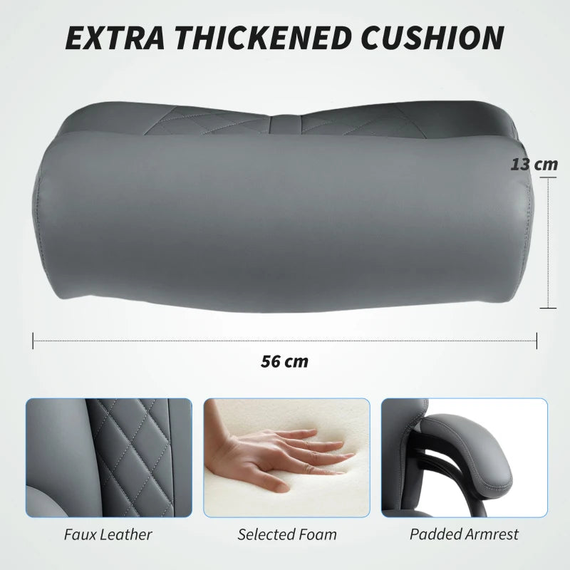 Super Padded Charcoal Grey Faux Leather Office Chair - Ergonomic Design for Comfort and Style in Home or Office
