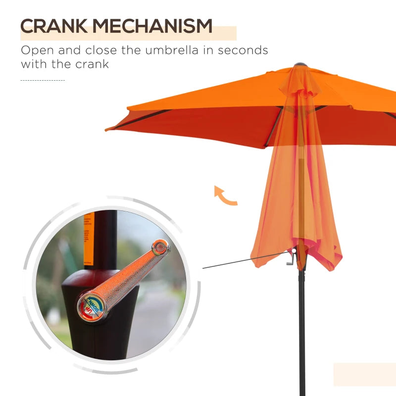 Orange 2.7M Tilt Crank Garden Parasol Umbrella