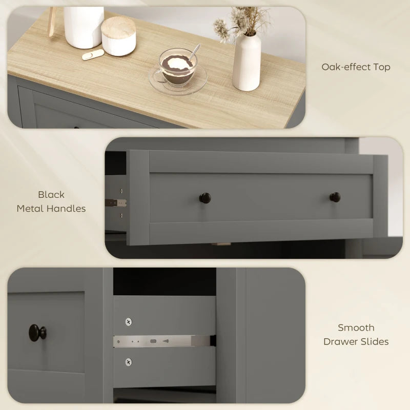 Modern Sideboard Storage Cabinet with Adjustable Shelf and Drawer for Living Room Dining Room Hallway Grey