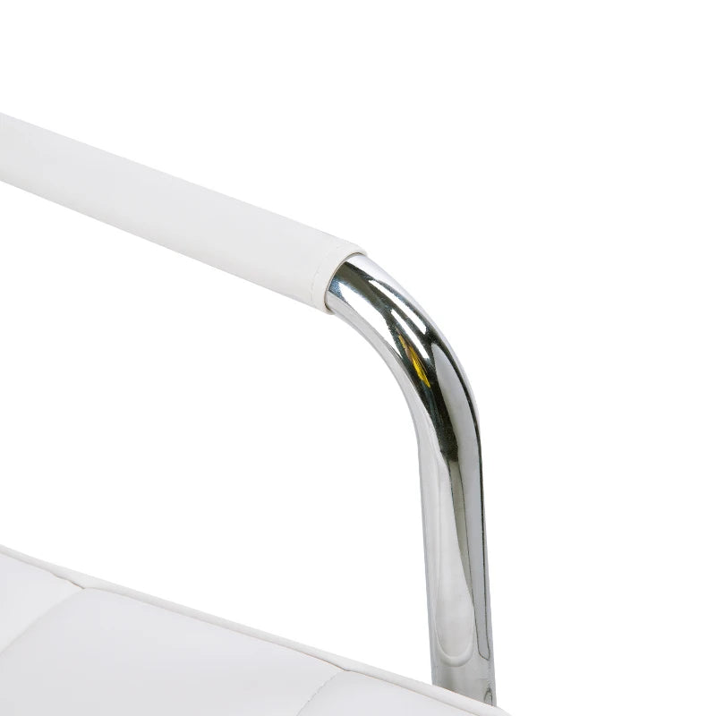 Vinsetto White Makeup Vanity Chair - PU Leather Mid Back Office Chair with Adjustable Height, Armrests & Rolling Wheels