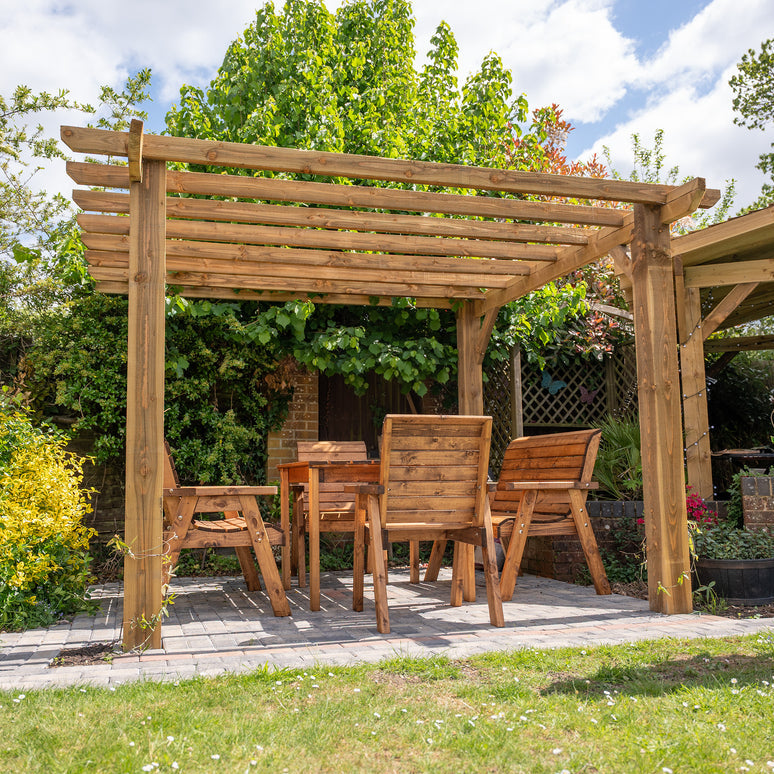 Ruby Flat Roof Wooden Pergola with Open Slatted Design - Modern Garden Pergola Structure