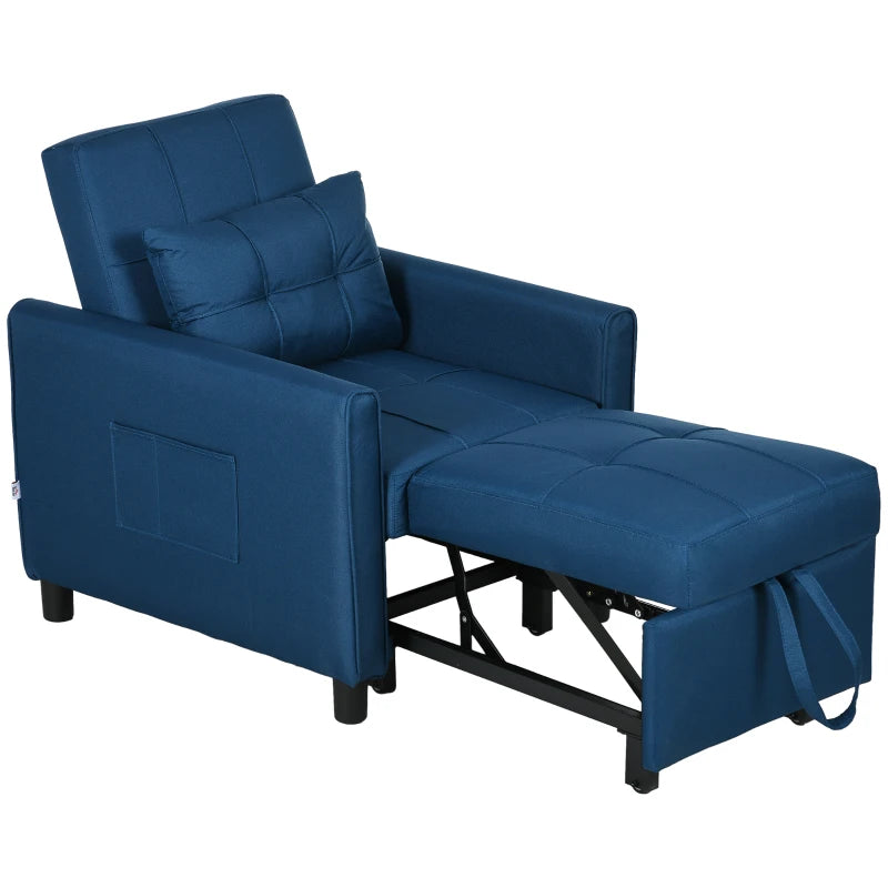 Linen-Look Blue Single Chair Bed for Stylish and Comfortable Seating Solutions