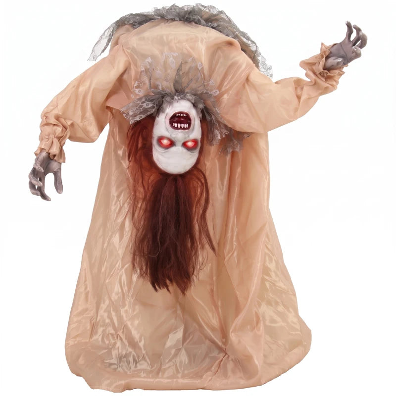 100cm Animated Broken-Back Halloween Ghost – Sound & Touch Activated with Glowing Red Eyes & Creepy Screams