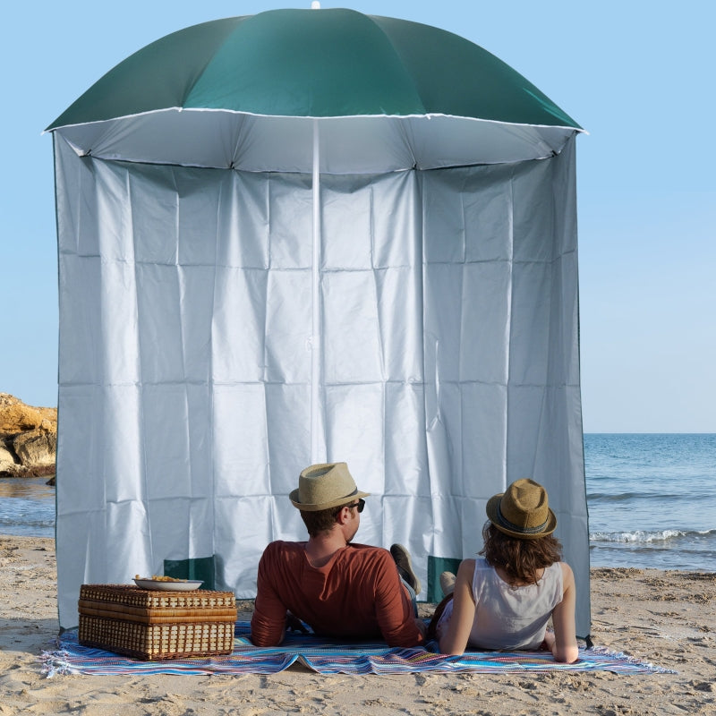 Green Fishing Beach Umbrella with Sides and Carry Bag