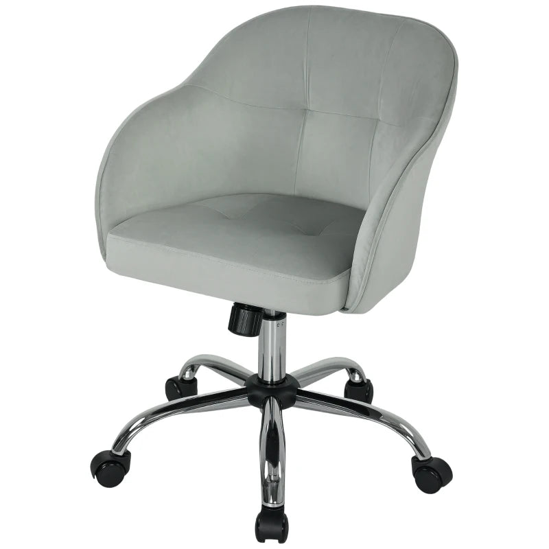 Stylish Grey Velvet-Feel Office Chair 46-56 cm Adjustable Height - Ergonomic Design for Comfort and Support