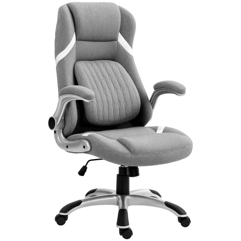 Vinsetto Adjustable Height Linen-Look Office Chair - Stylish Grey Ergonomic Design for Home & Office Comfort